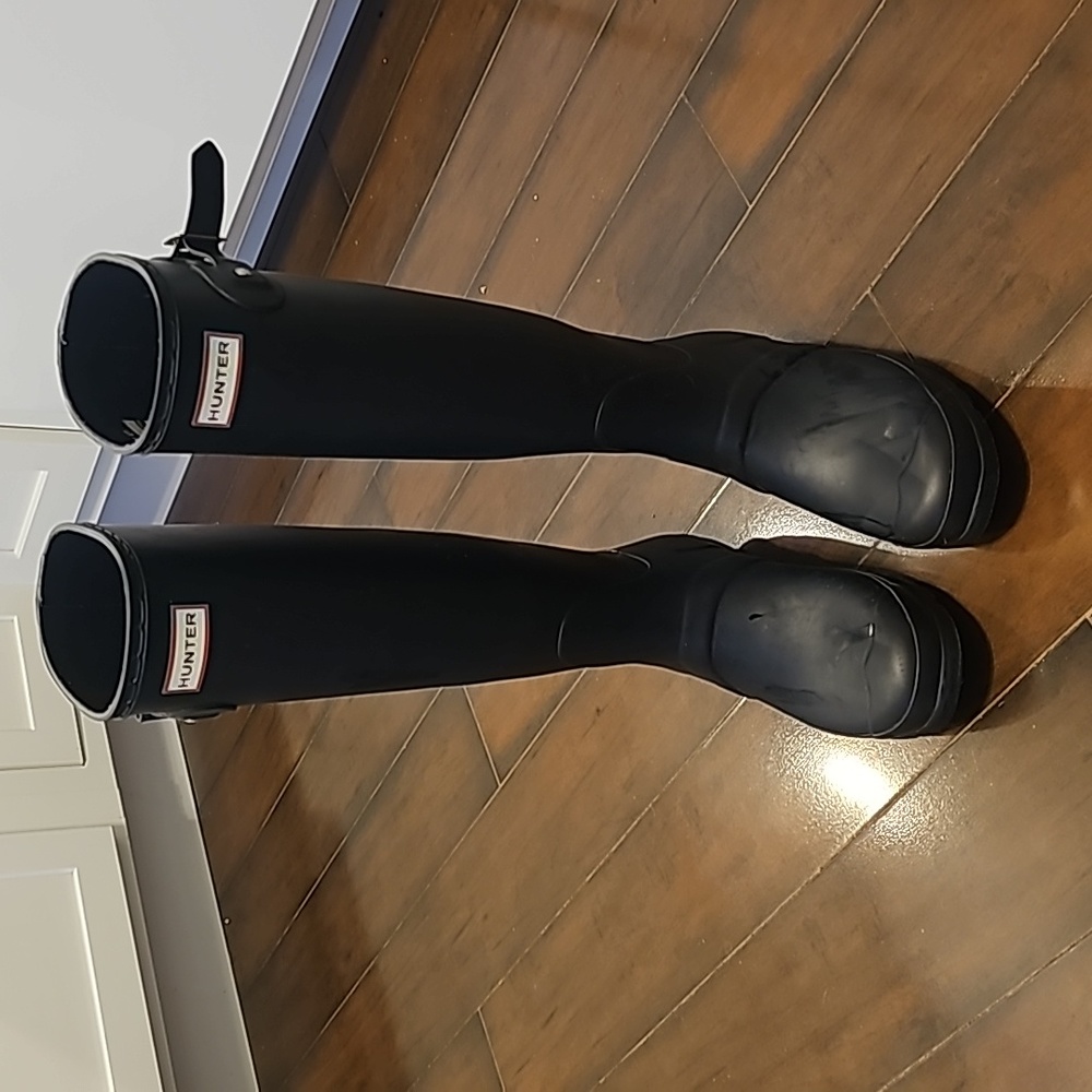 Hunter Original Women's Tall Rain Boots - Matte Dark Blue Size 8